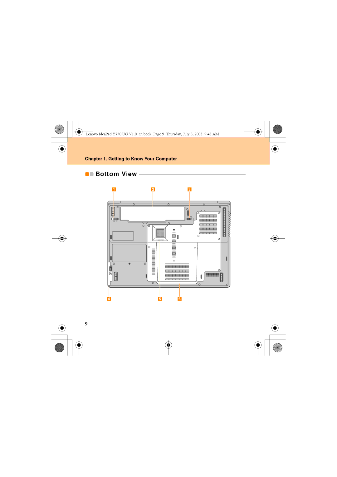 Lenovo Y730 manual Bottom View 