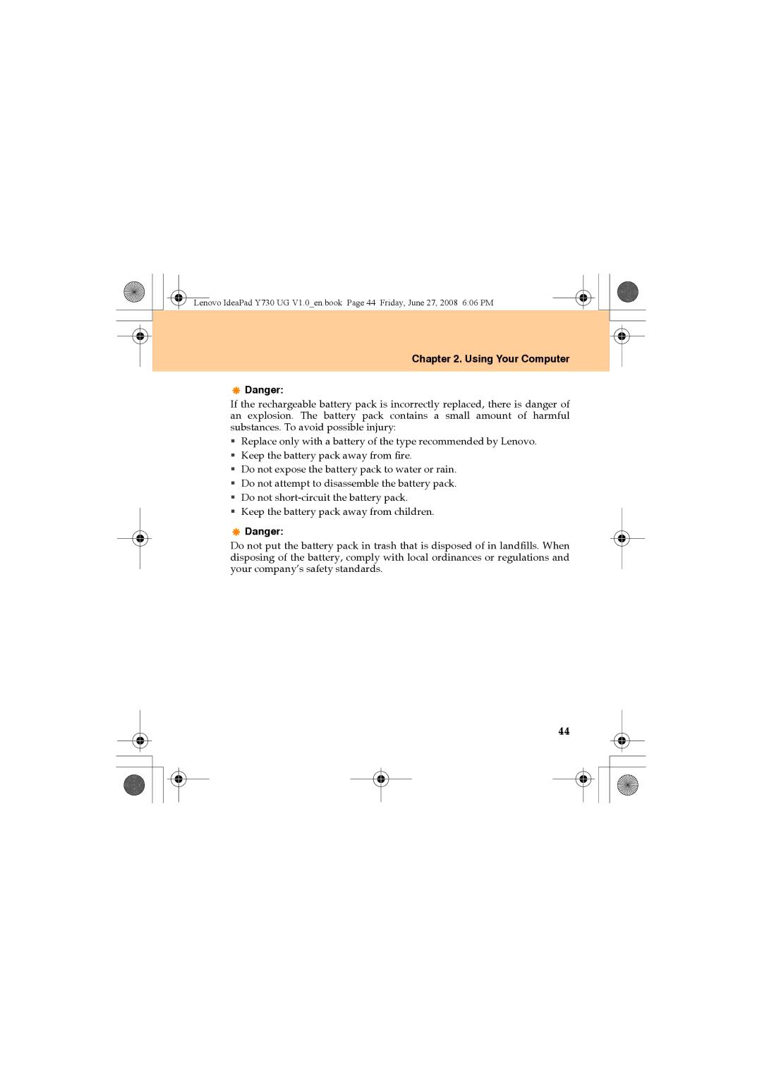 Lenovo Y730 manual Using Your Computer 