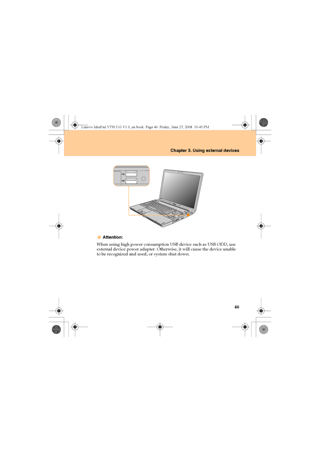 Lenovo Y730 manual Using external devices 