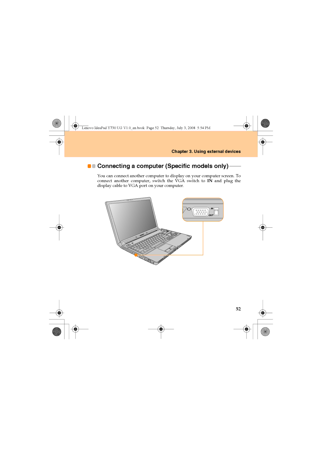 Lenovo Y730 manual Connecting a computer Specific models only 