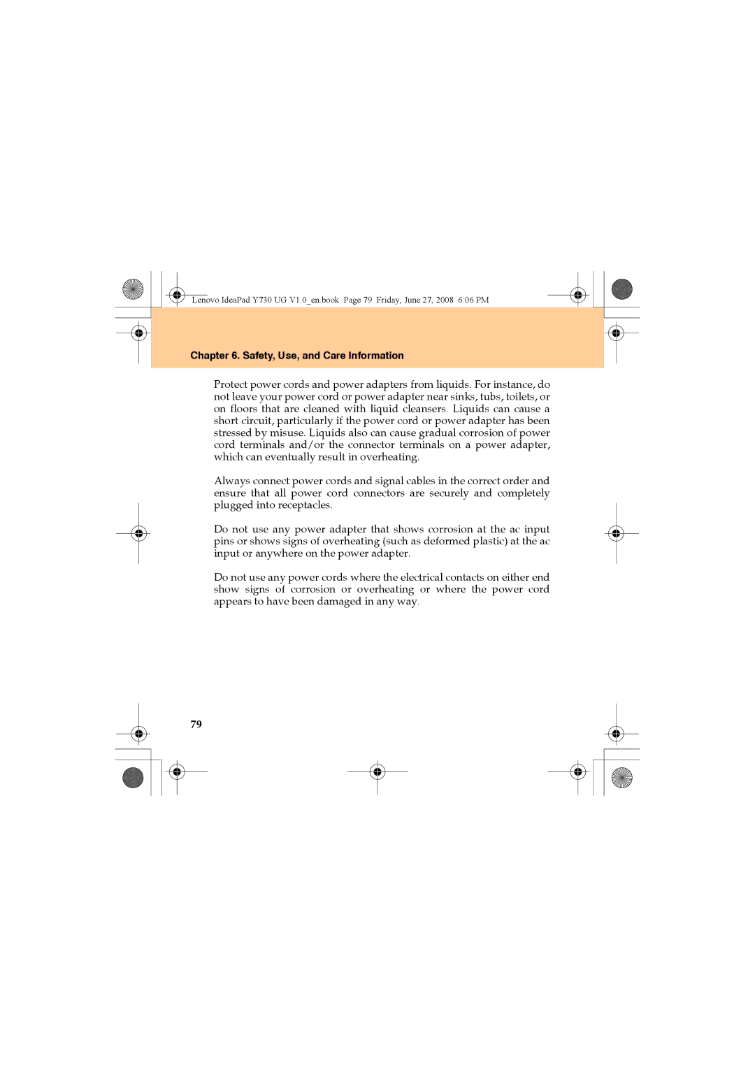 Lenovo Y730 manual Safety, Use, and Care Information 