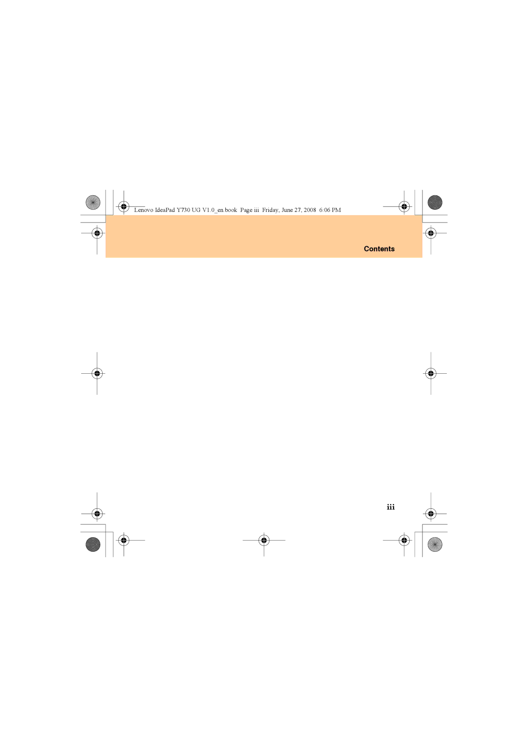 Lenovo Y730 manual Iii, Contents 