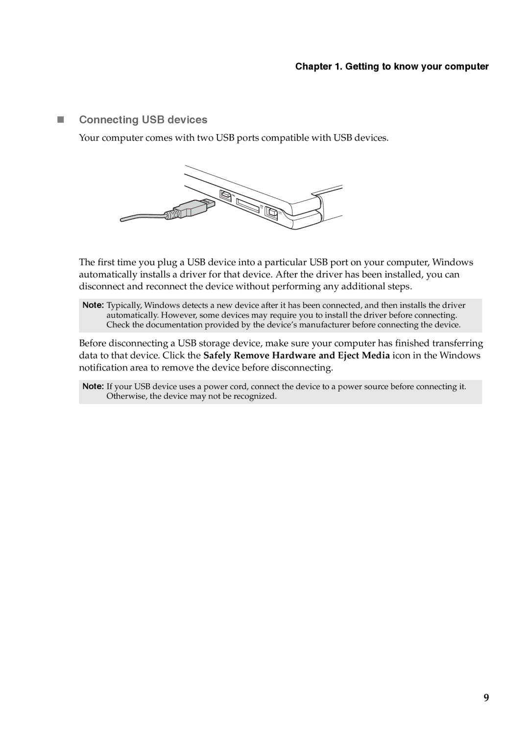 Lenovo YOGA 11S manual „ Connecting USB devices 