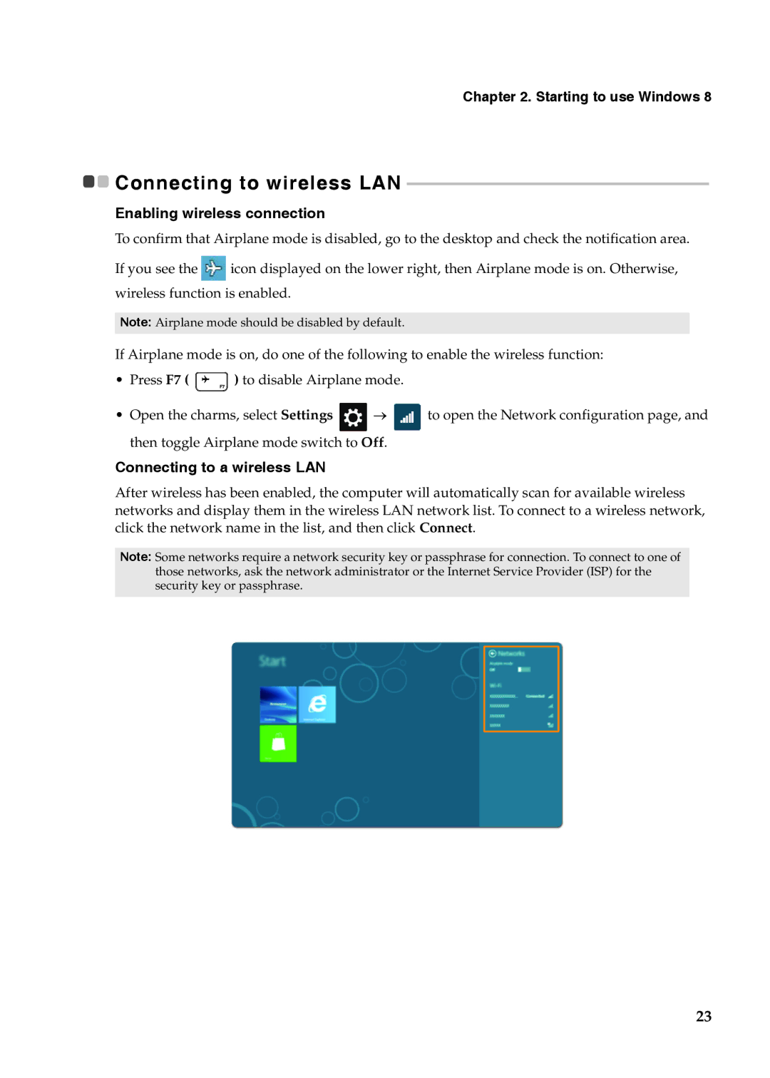 Lenovo YOGA 11S manual Enabling wireless connection, Connecting to a wireless LAN 