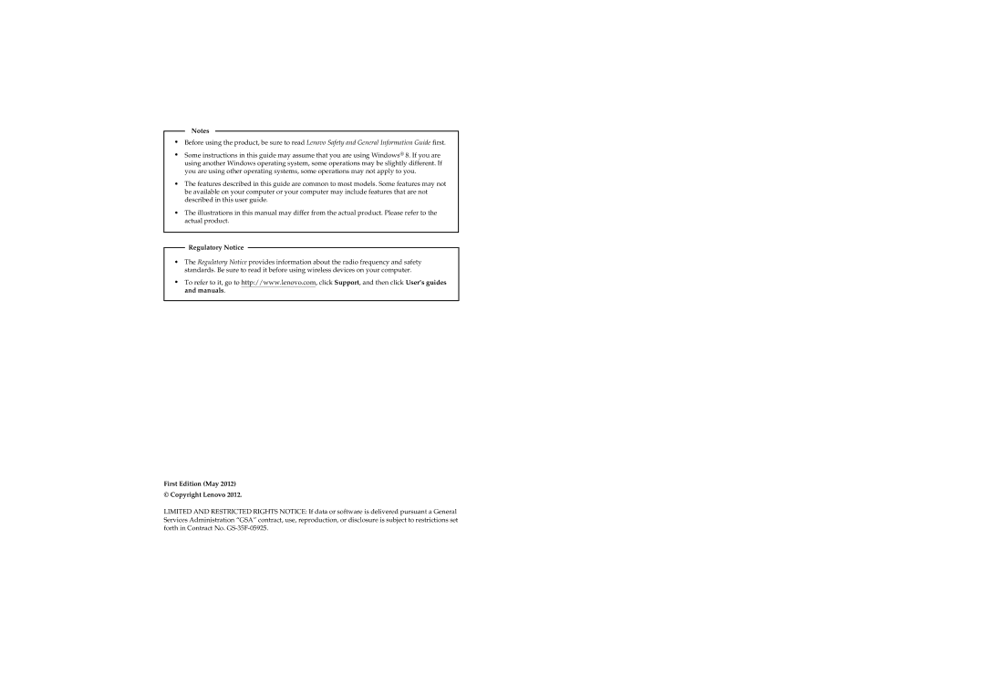 Lenovo YOGA11, 59342980 manual Regulatory Notice 