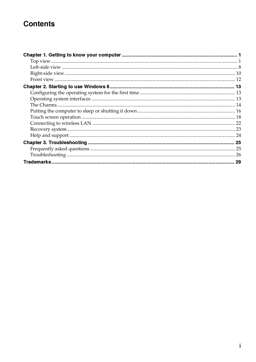 Lenovo 59342980, YOGA11 manual Contents 