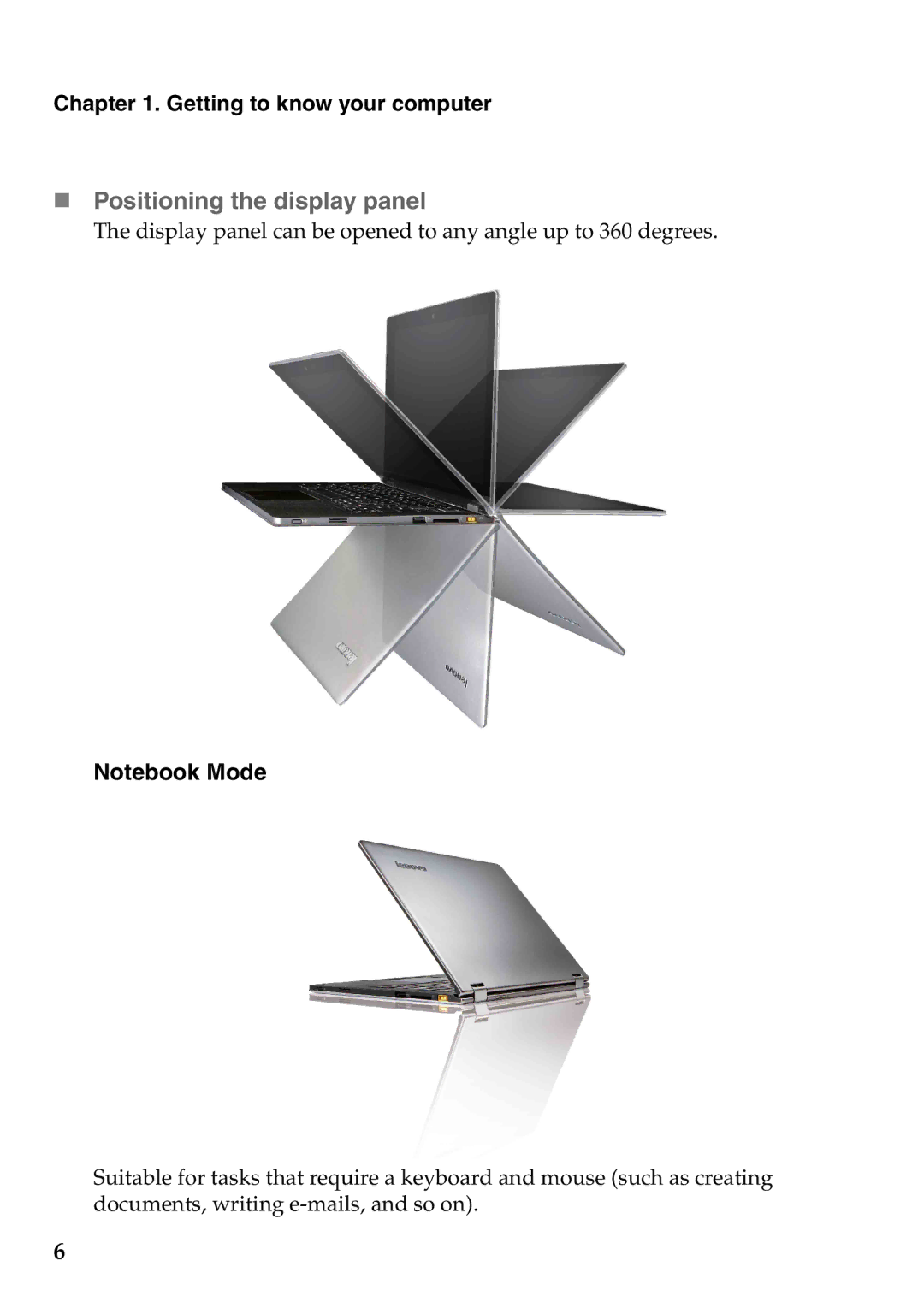 Lenovo 59359564, Yoga13, 59366628 manual „ Positioning the display panel 