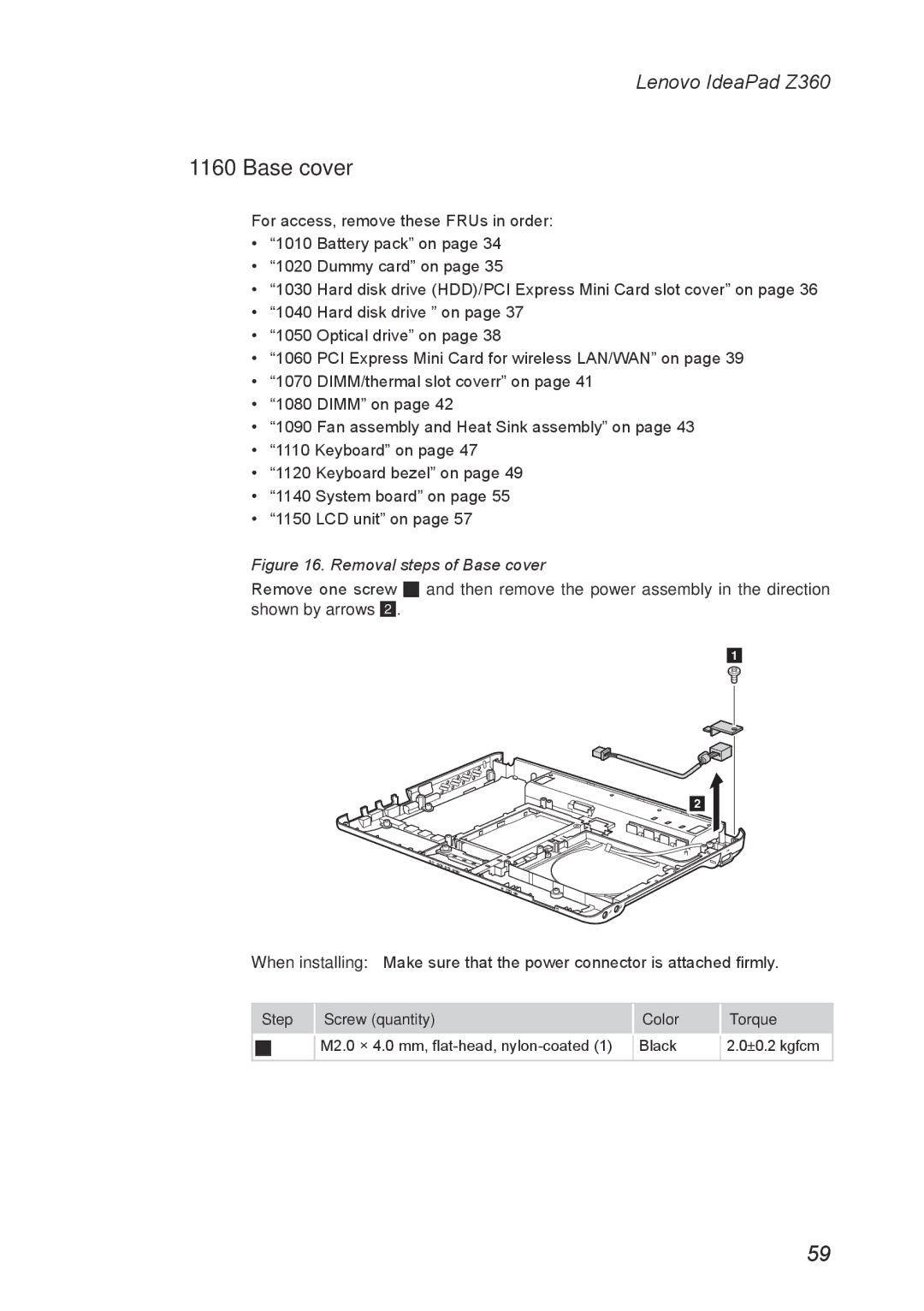 Lenovo Z360 manual Removal steps of Base cover 