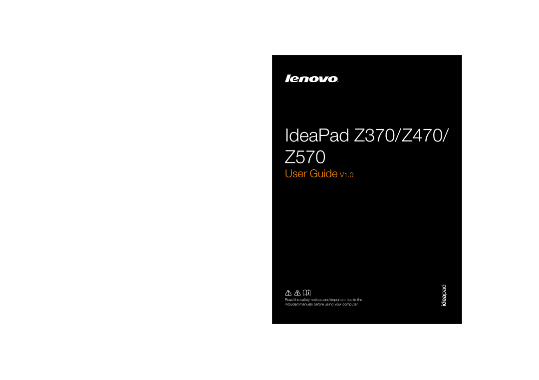 Lenovo manual IdeaPad Z370/Z470/ Z570, User Guide 
