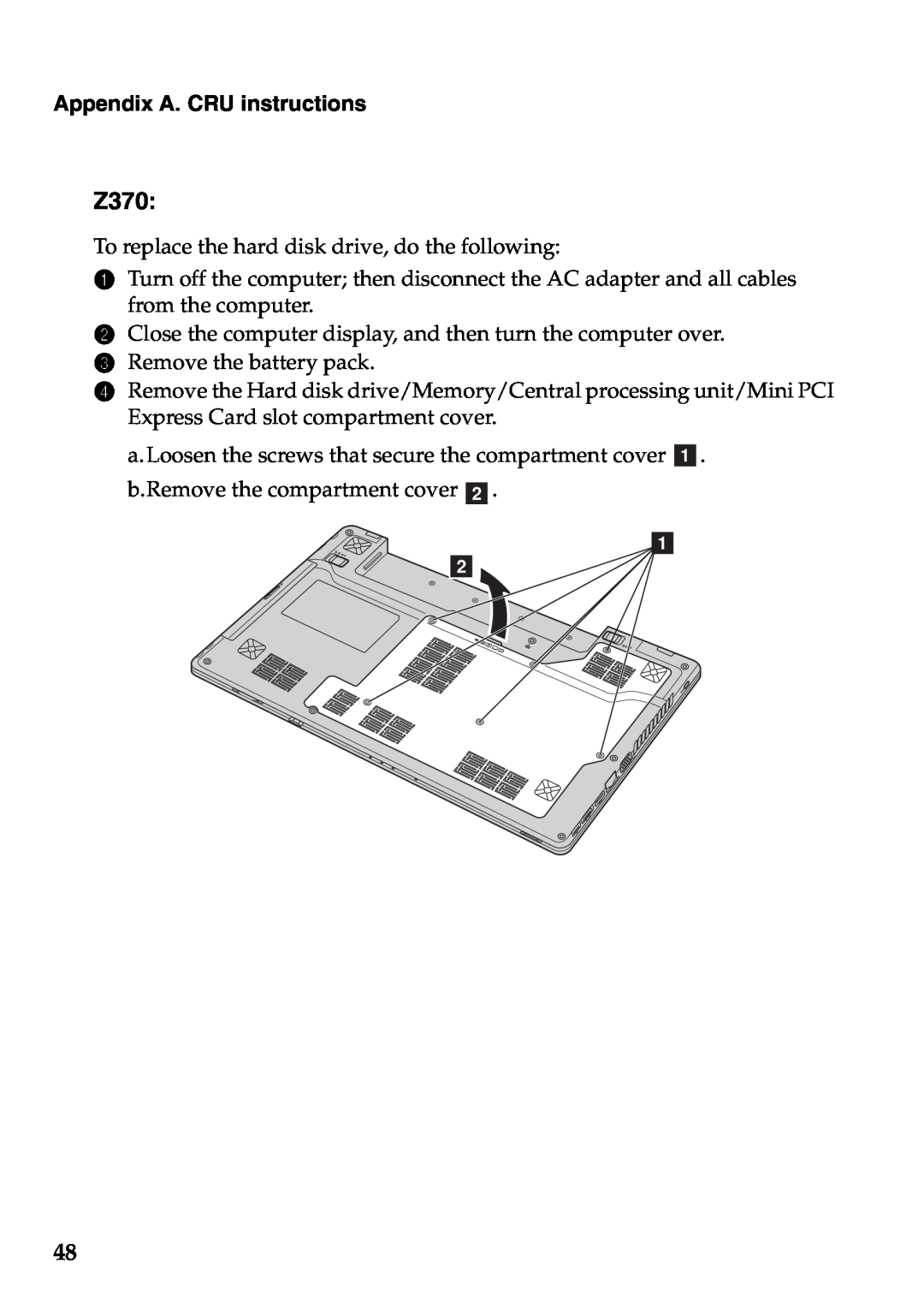 Lenovo Z470, Z570 manual Z370, Appendix A. CRU instructions 