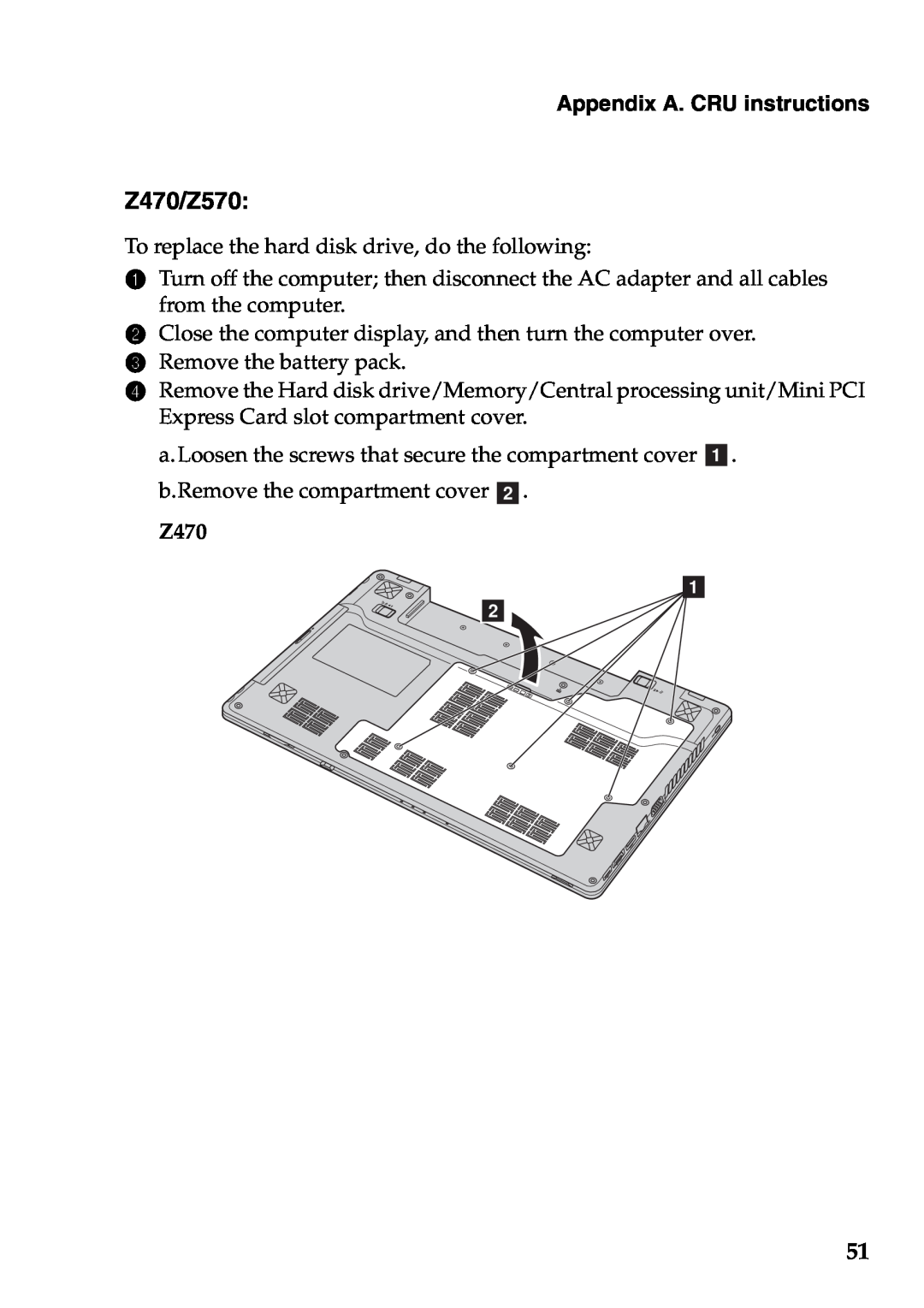Lenovo Z370 manual Z470/Z570, Appendix A. CRU instructions 