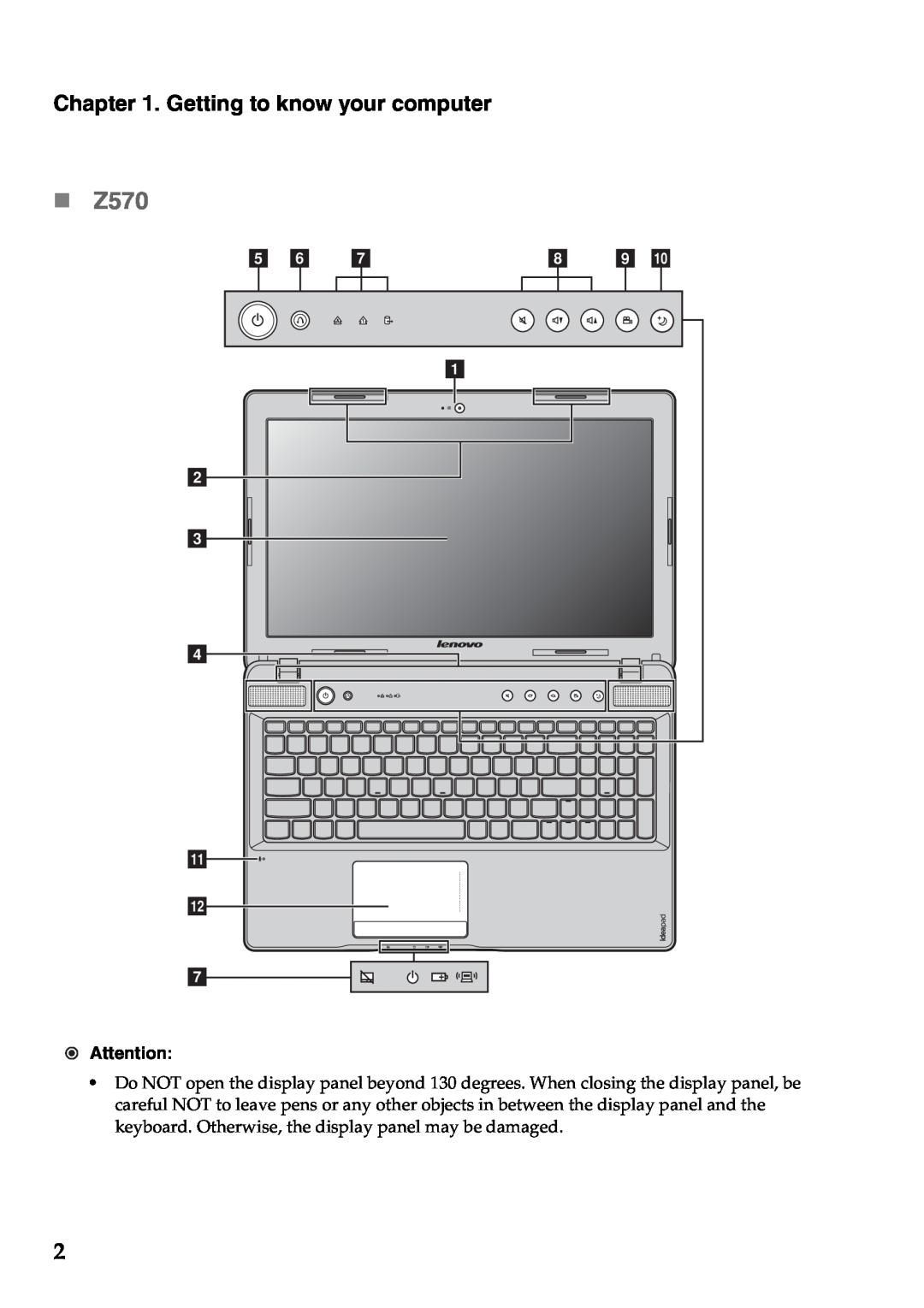 Lenovo Z370, Z470 manual „ Z570, Getting to know your computer 