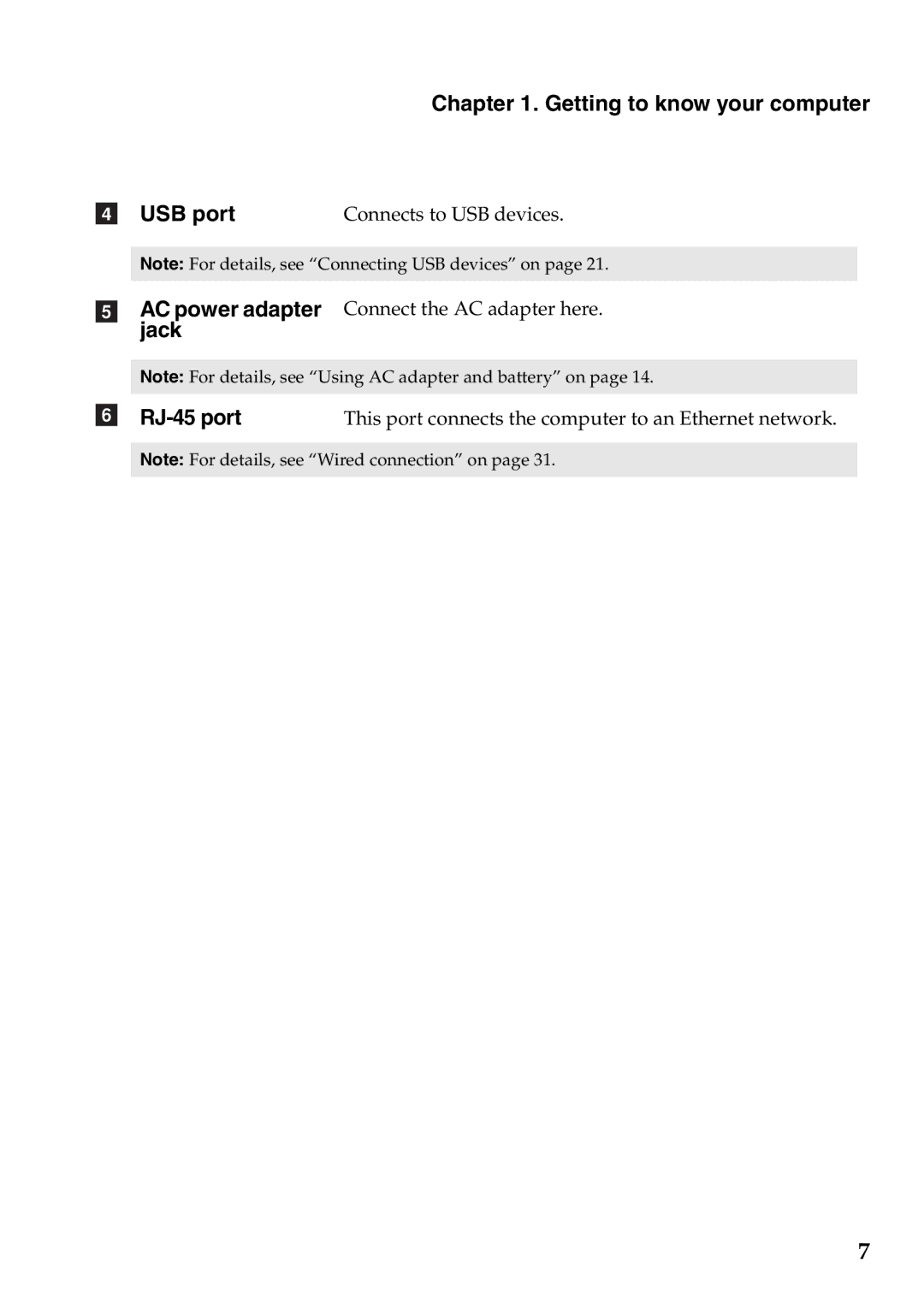 Lenovo Z570, Z370, Z470 manual Getting to know your computer USB port, RJ-45 port 