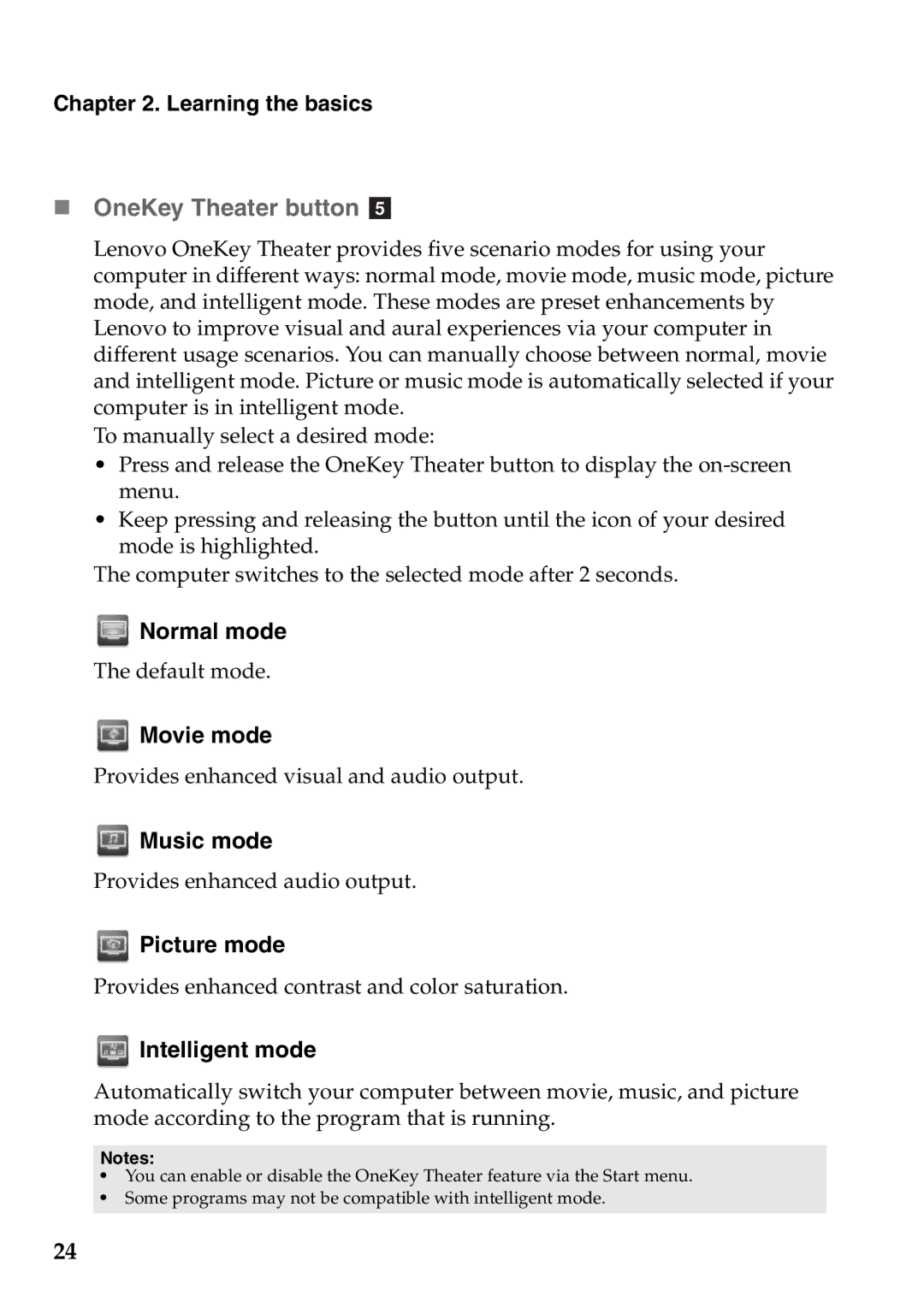 Lenovo Z470, Z370, Z570 manual „ OneKey Theater button e 