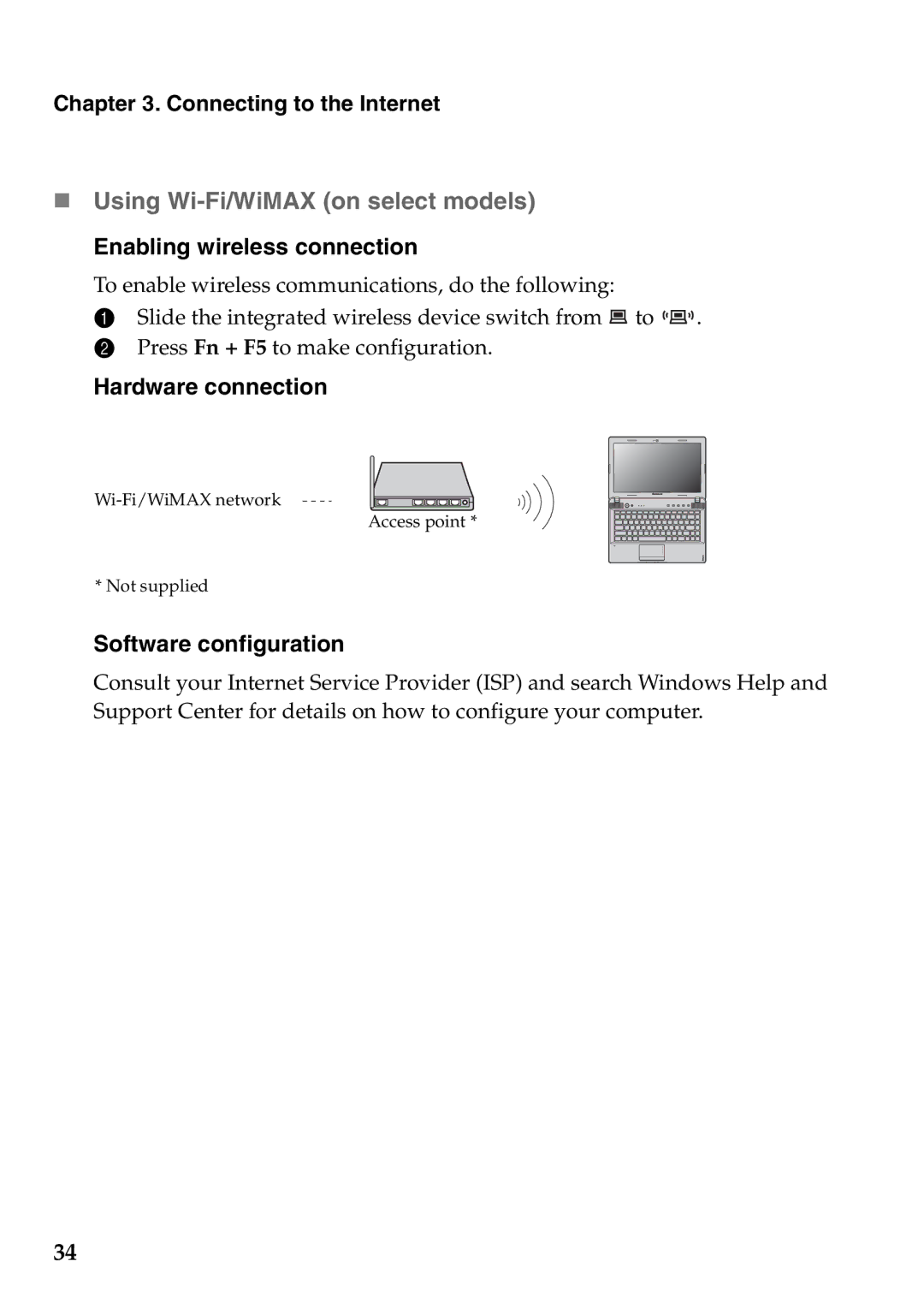 Lenovo Z570, Z370, Z470 manual Hardware connection, Software configuration 