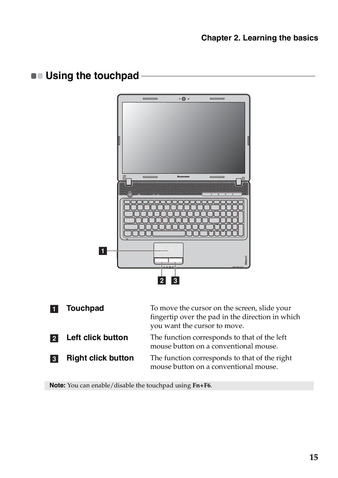 Lenovo Z465, Z565, Z560, Z460 manual Using the touchpad 