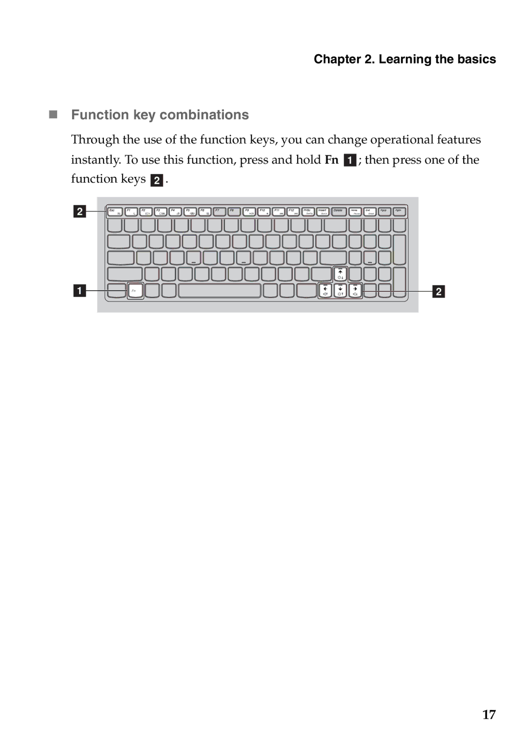 Lenovo Z560, Z565, Z460, Z465 manual „ Function key combinations 