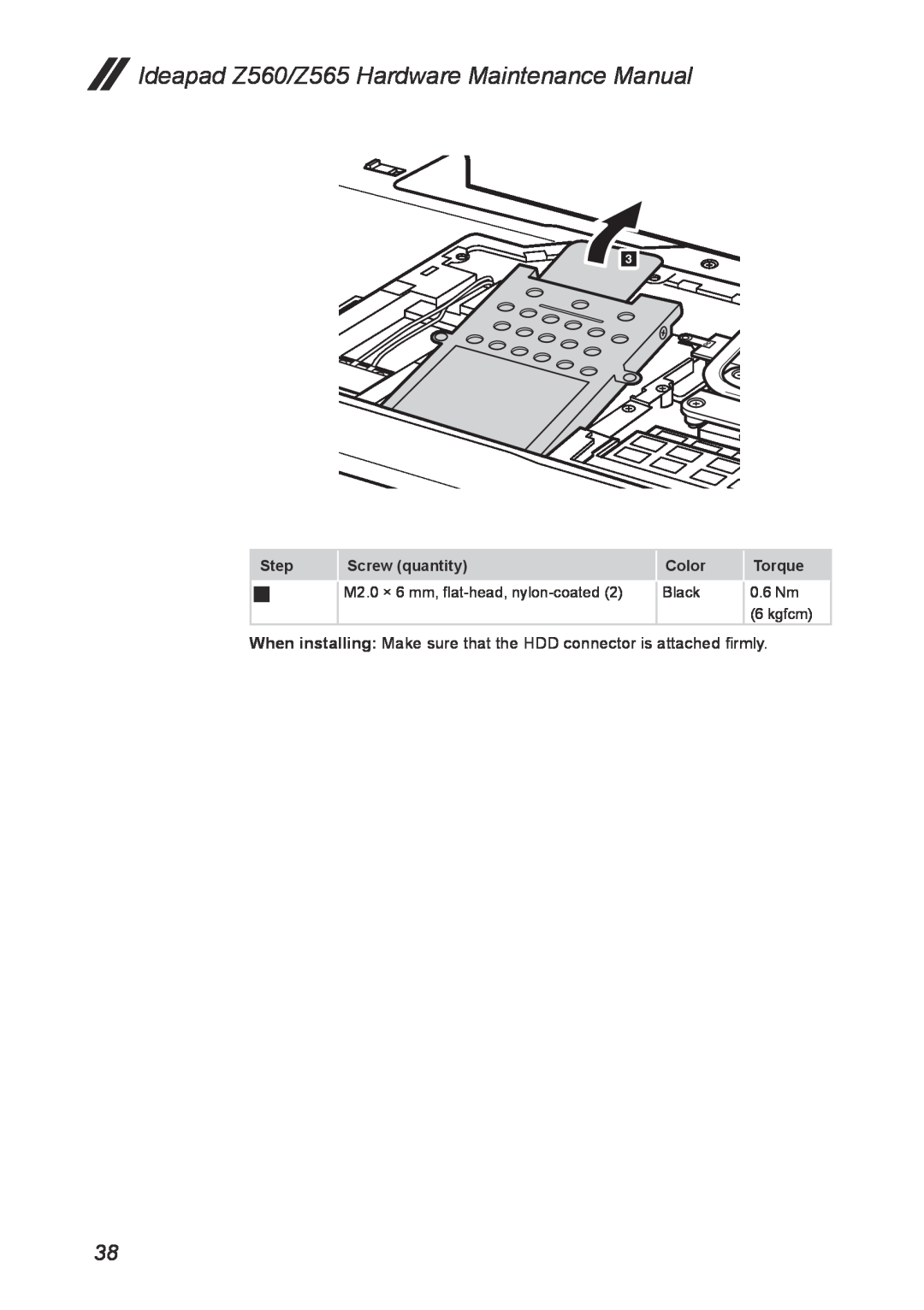 Lenovo manual Ideapad Z560/Z565 Hardware Maintenance Manual, kgfcm 