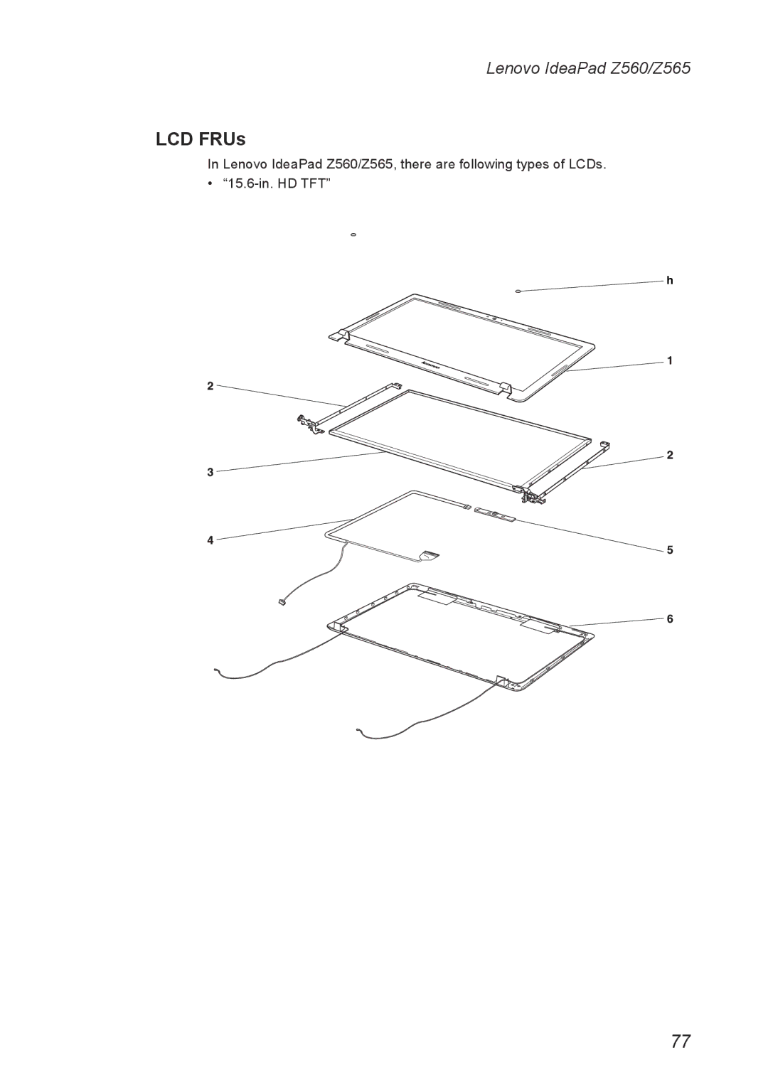 Lenovo Z560, Z565 manual LCD FRUs 