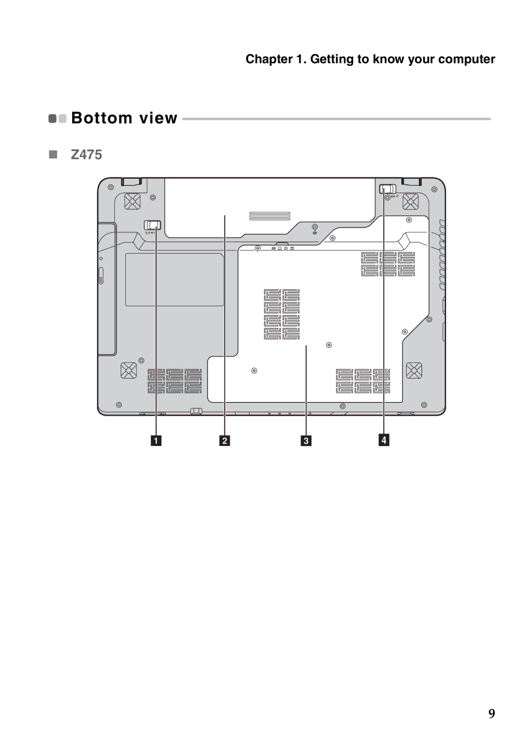 Lenovo Z575 manual „ Z475, Bottom view 