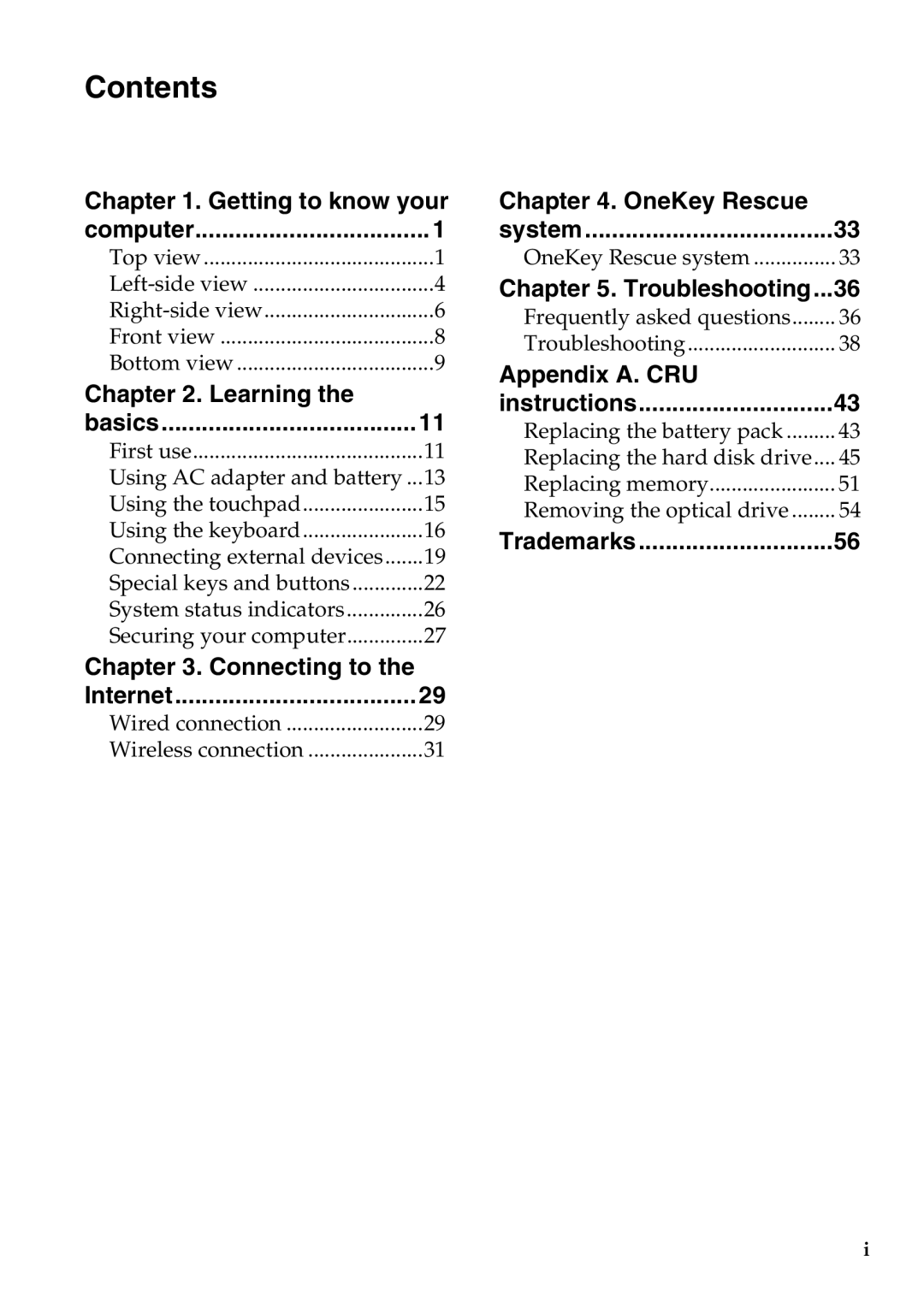 Lenovo Z475, Z575 manual Contents 