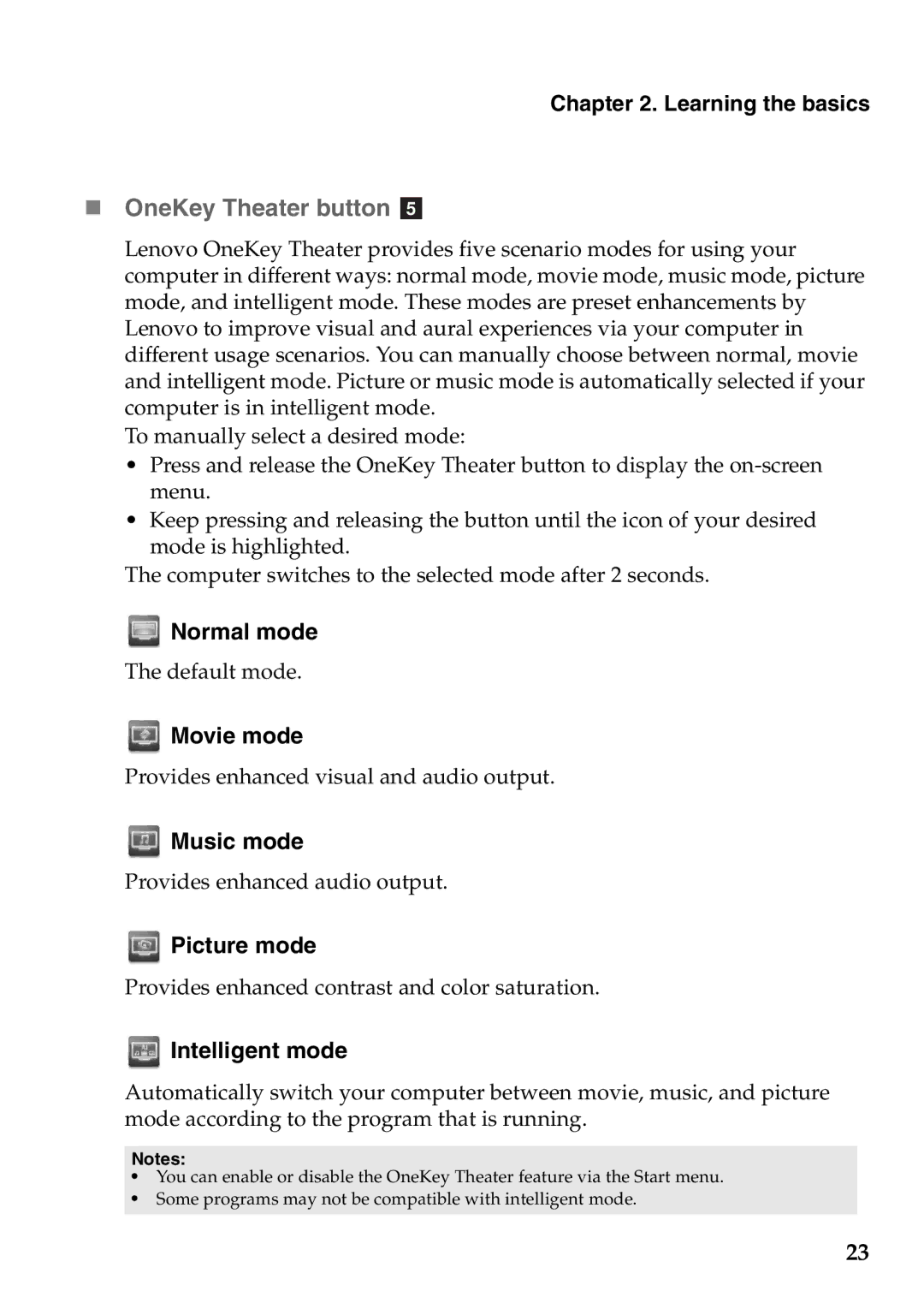 Lenovo Z475, Z575 manual „ OneKey Theater button e 