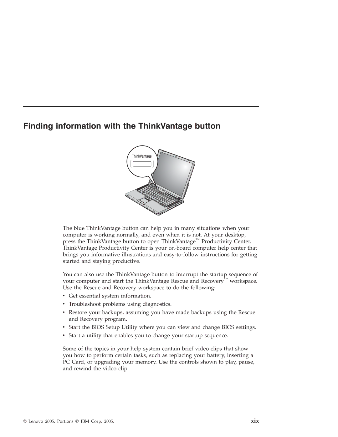 Lenovo Z60T, Z60M manual Finding information with the ThinkVantage button 