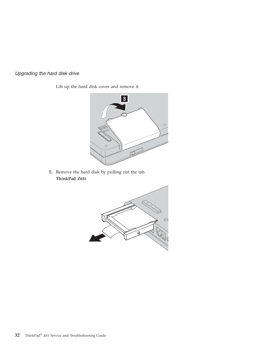 Lenovo Z61e, Z61t, Z61m warranty Upgrading the hard disk drive 