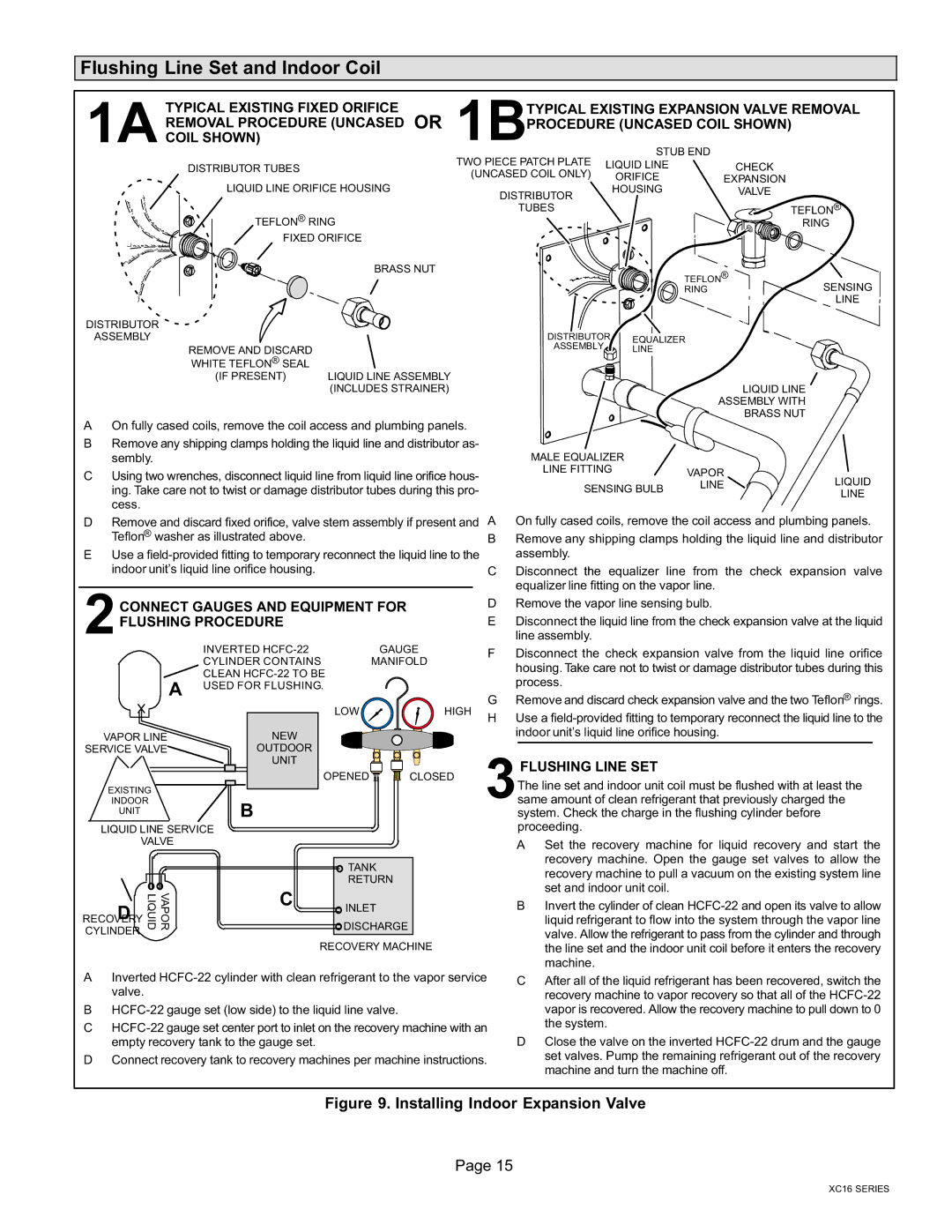 Lenox Elite Series X16 Air Conditioner Units Flushing Line Set and Indoor Coil, Installing Indoor Expansion Valve 