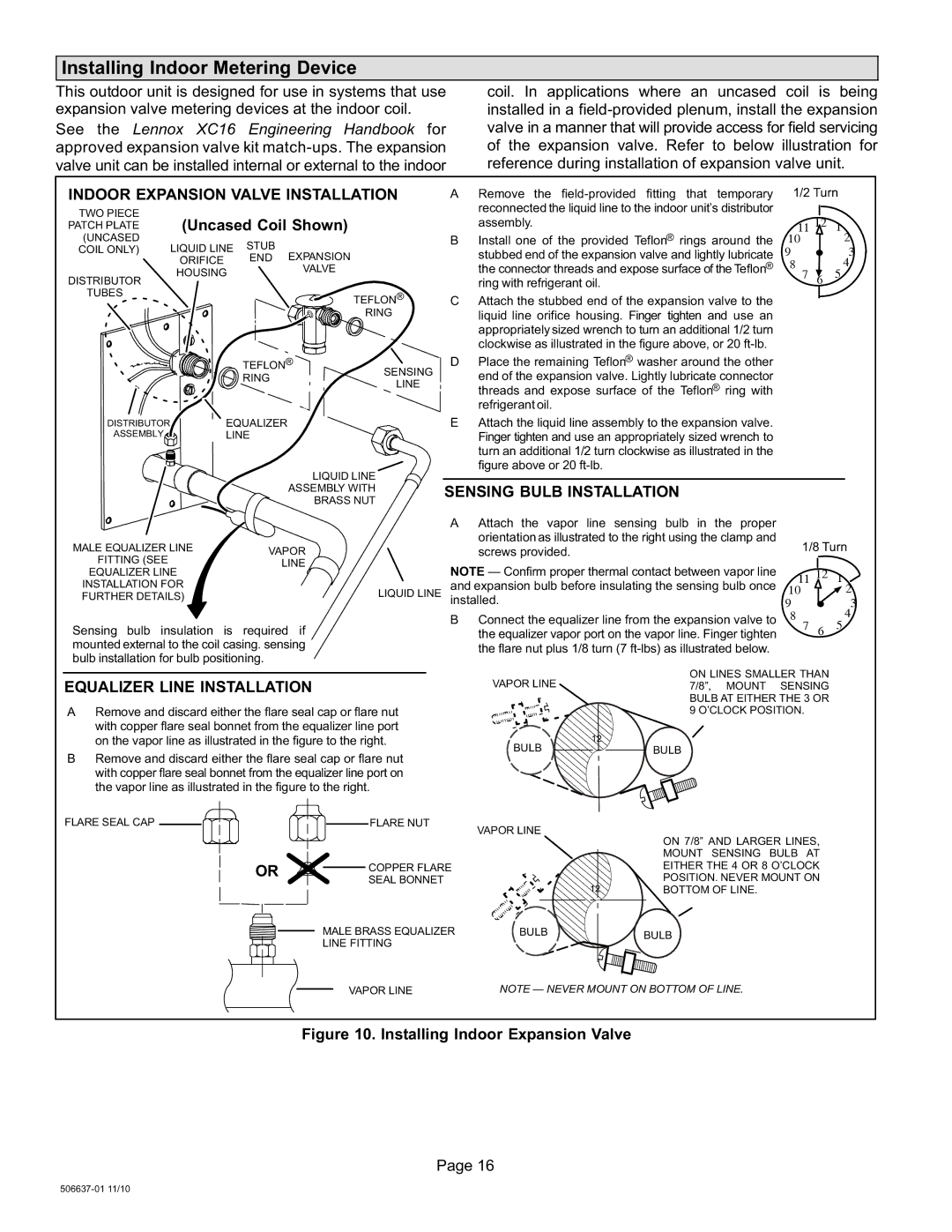 Lenox 506637-01 Installing Indoor Metering Device, Indoor Expansion Valve Installation, Uncased Coil Shown 