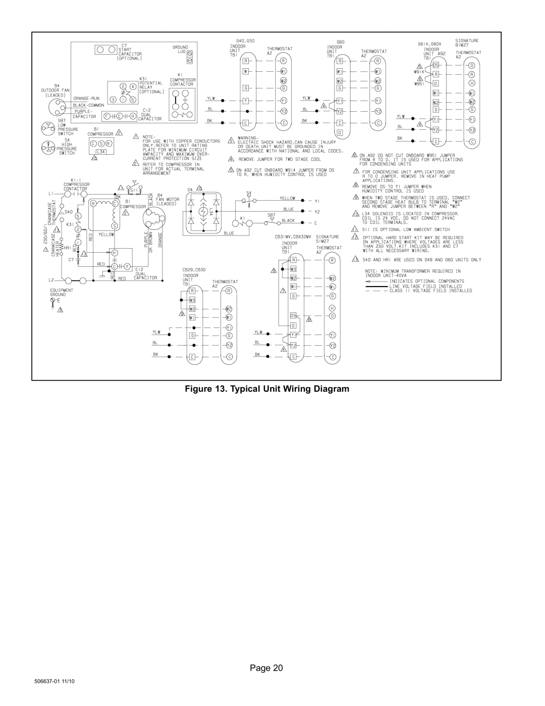 Lenox 506637-01, Elite Series X16 Air Conditioner Units installation instructions Typical Unit Wiring Diagram 