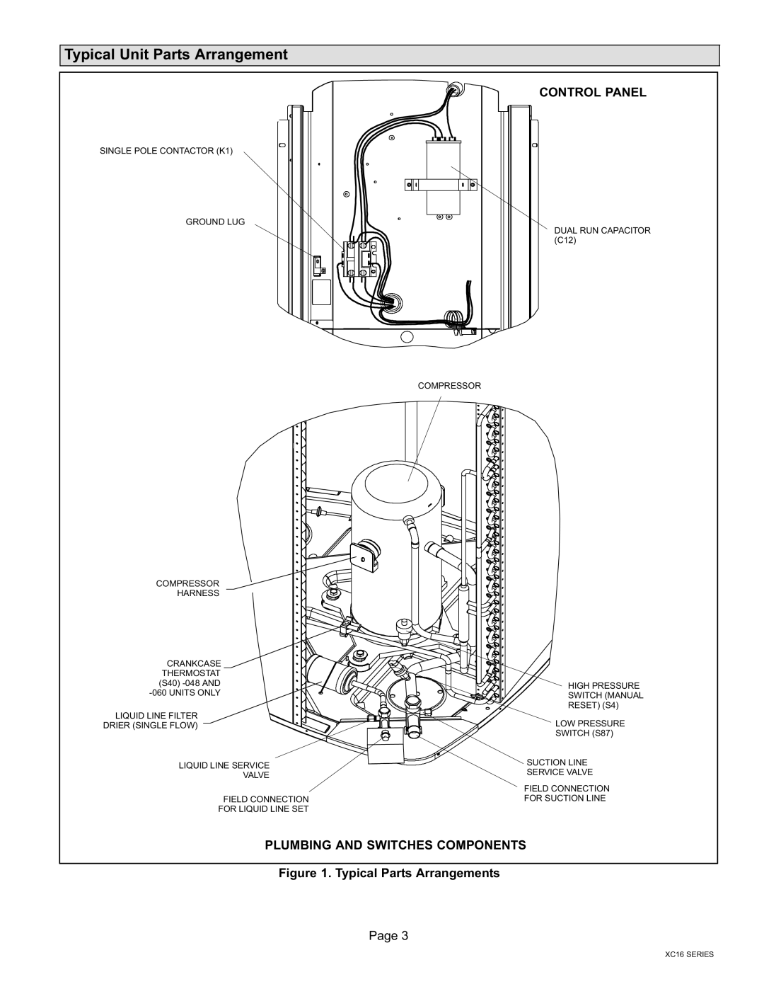 Lenox Elite Series X16 Air Conditioner Units, 506637-01 Typical Unit Parts Arrangement, Control Panel 