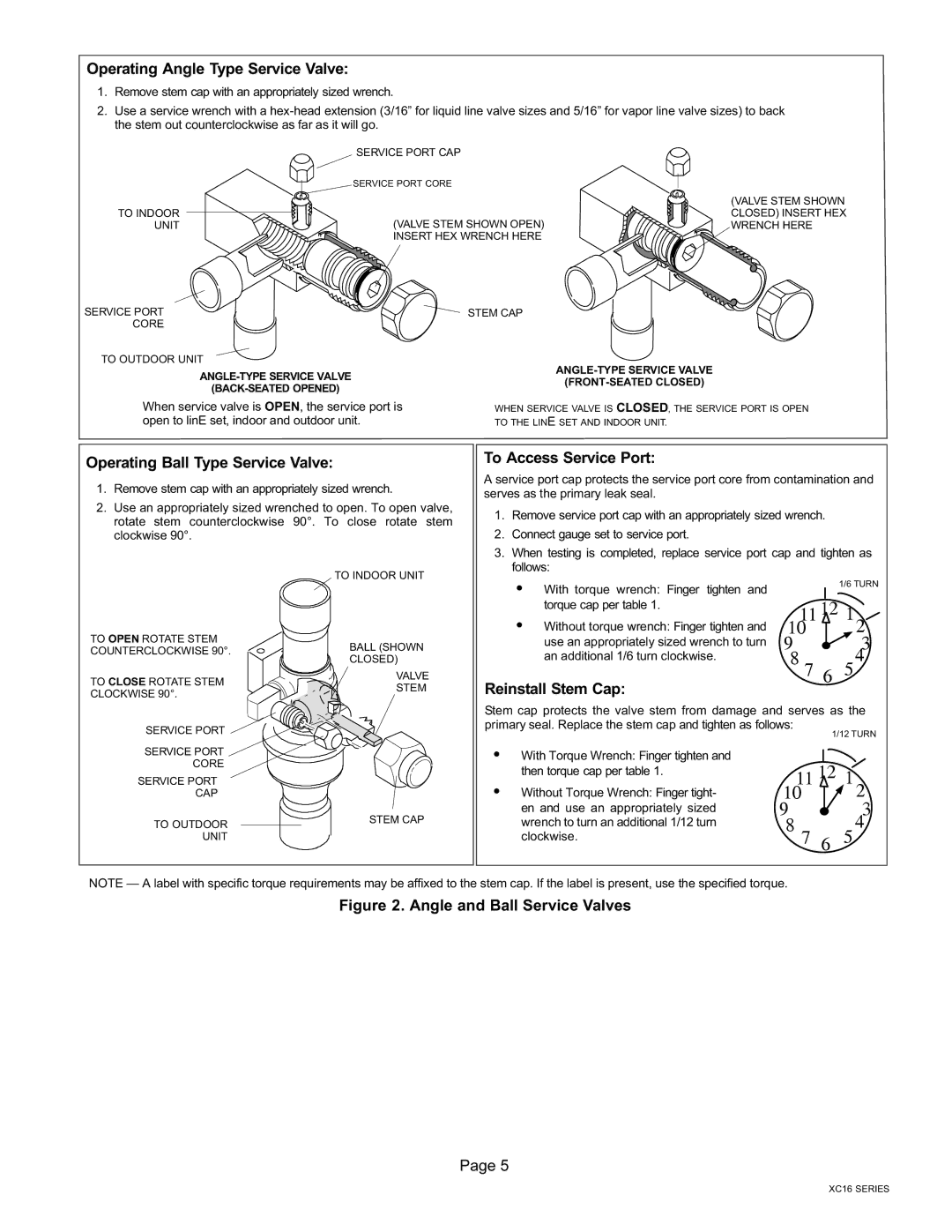 Lenox Elite Series X16 Air Conditioner Units Operating Angle Type Service Valve, Operating Ball Type Service Valve 