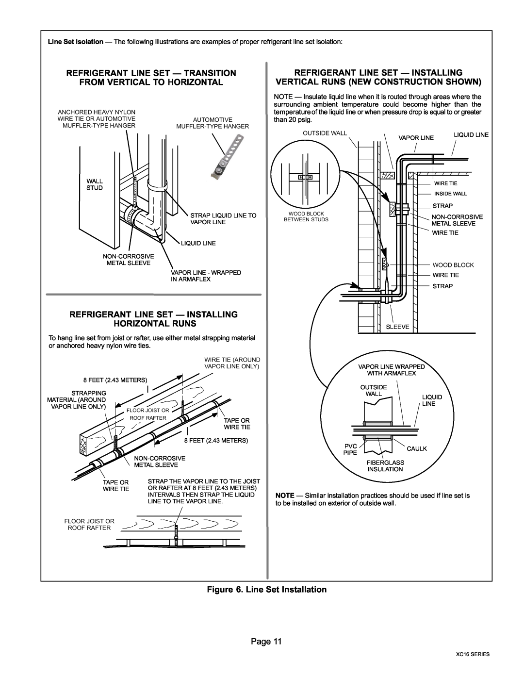 Lenox Elite Series X16 Air Conditioner Units Refrigerant Line Set From Vertical To Horizontal, Line Set Installation Page 