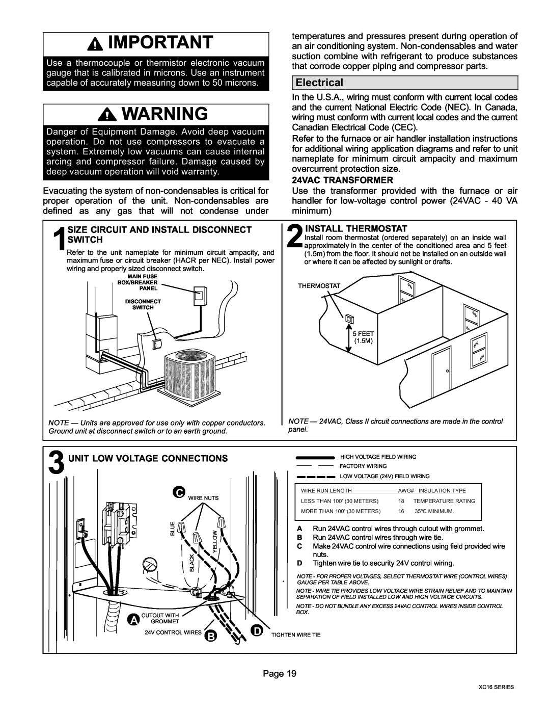 Lenox Elite Series X16 Air Conditioner Units, 506637-01 installation instructions Electrical 