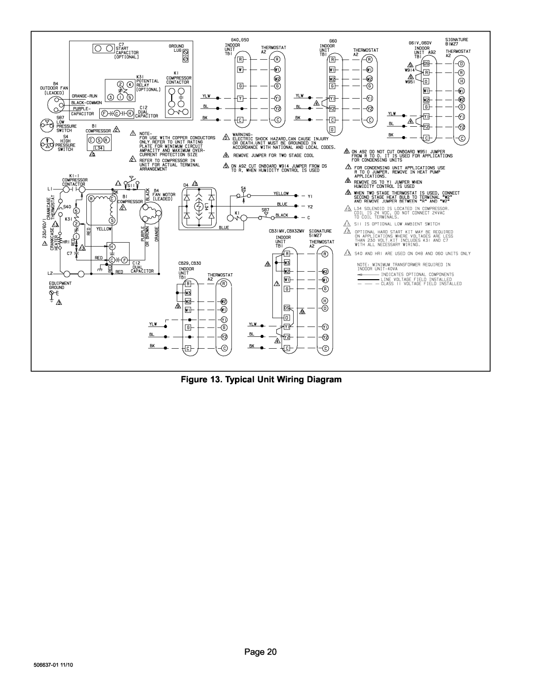 Lenox 506637-01, Elite Series X16 Air Conditioner Units installation instructions Typical Unit Wiring Diagram Page 