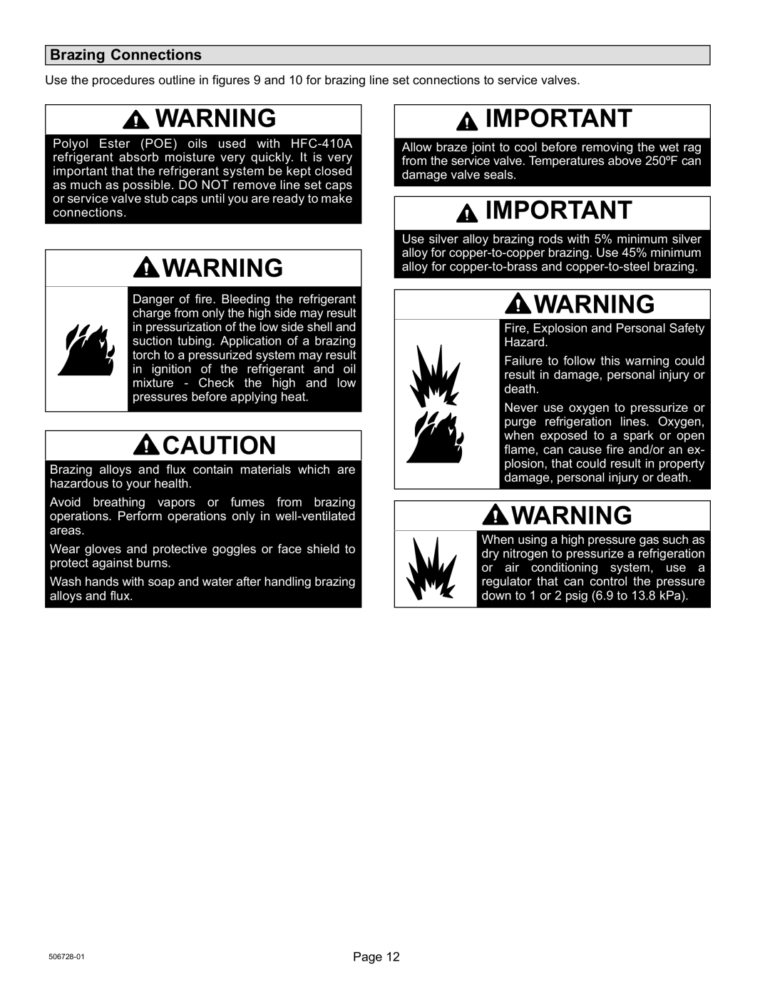 Lenox 50677201, Elite Series XP14 Units HEAT PUMPS installation instructions Brazing Connections 