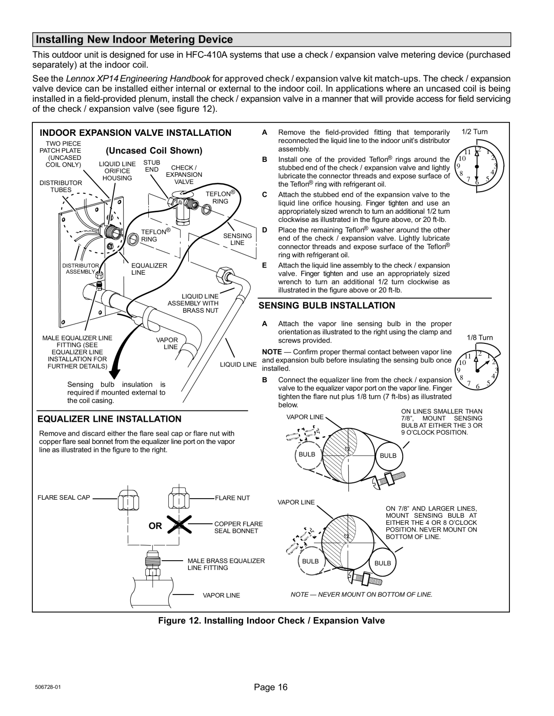 Lenox 50677201 Installing New Indoor Metering Device, Indoor Expansion Valve Installation, Uncased Coil Shown 