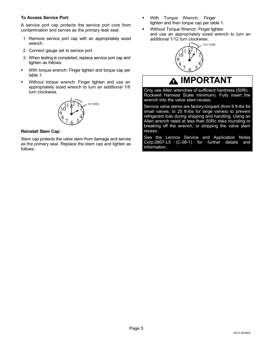 Lenox Elite Series XP14 Units HEAT PUMPS, 50677201 installation instructions 11 12 