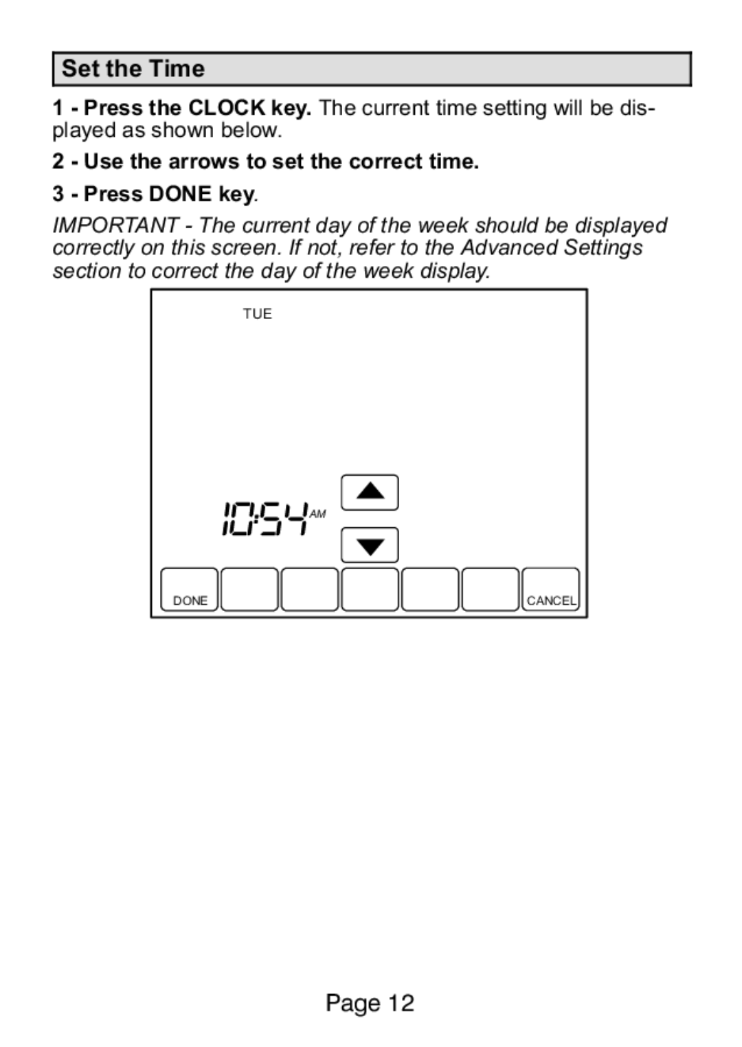 Lenox L5711U, L5732U manual Set the Time 