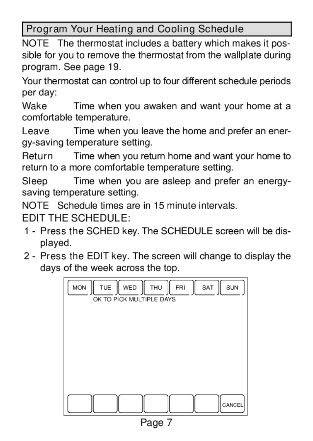 Lenox L5732U, L5711U manual Edit the Schedule 