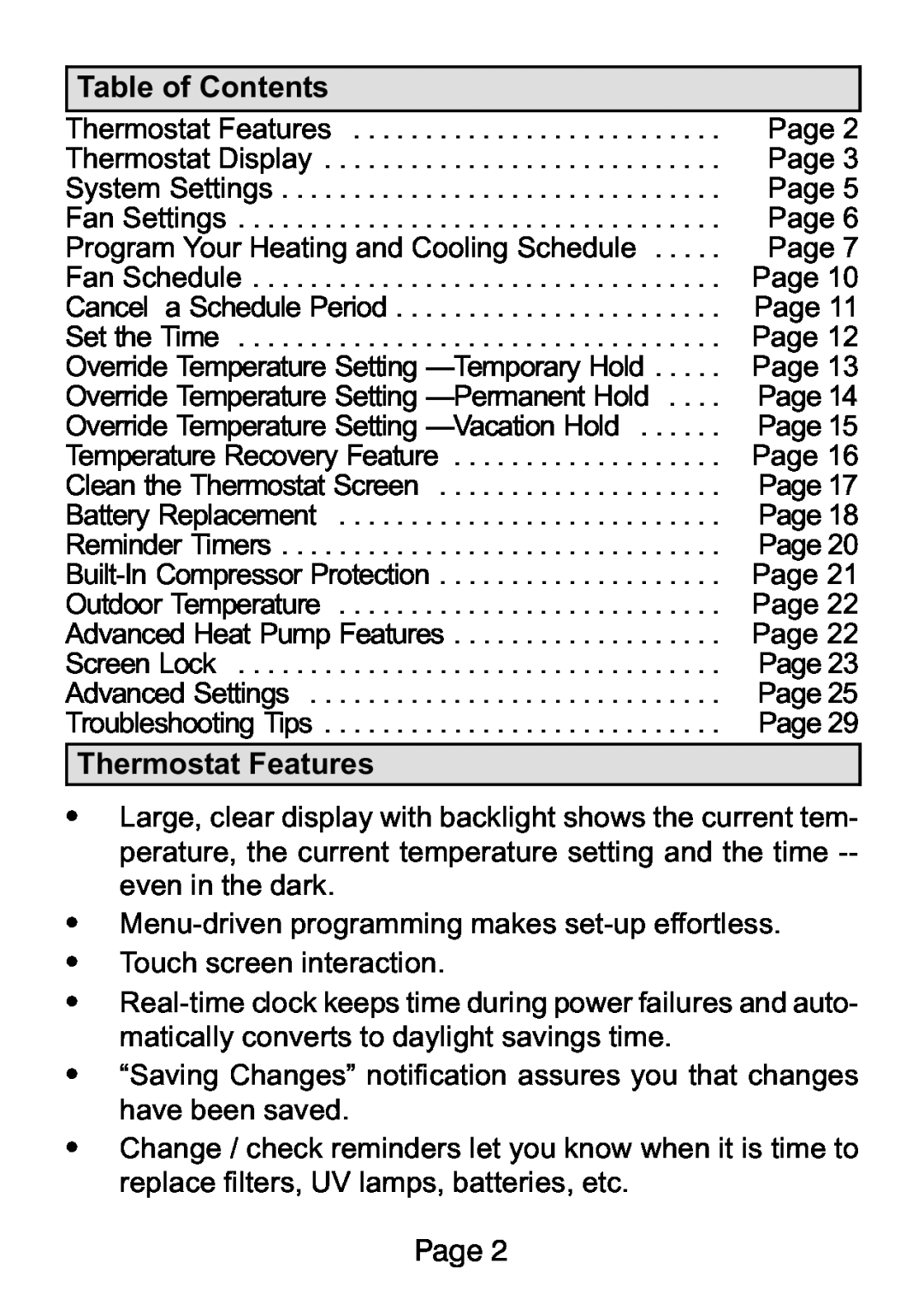 Lenox L5711U, L5732U manual Table of Contents 