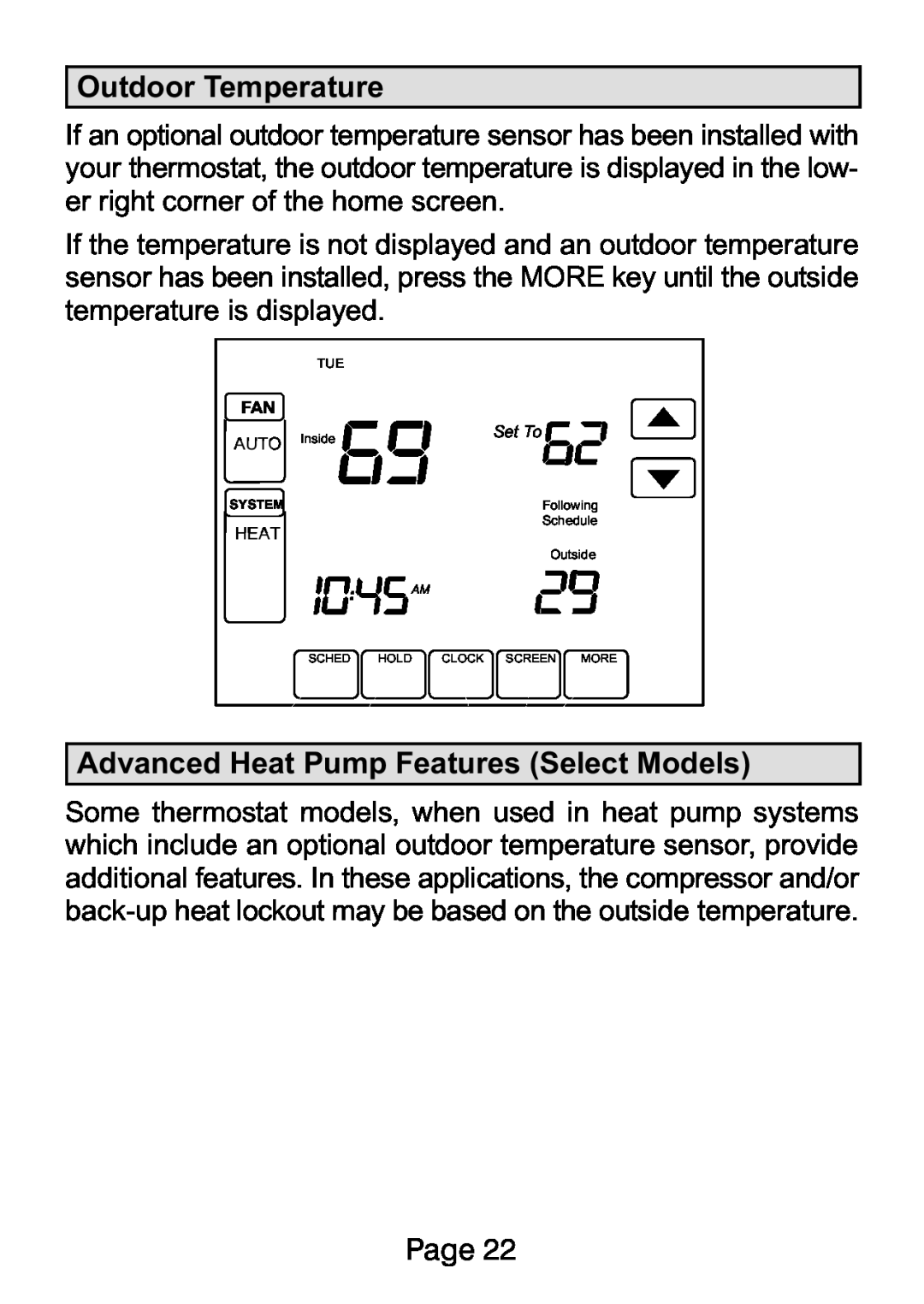 Lenox L5711U, L5732U manual Outdoor Temperature 