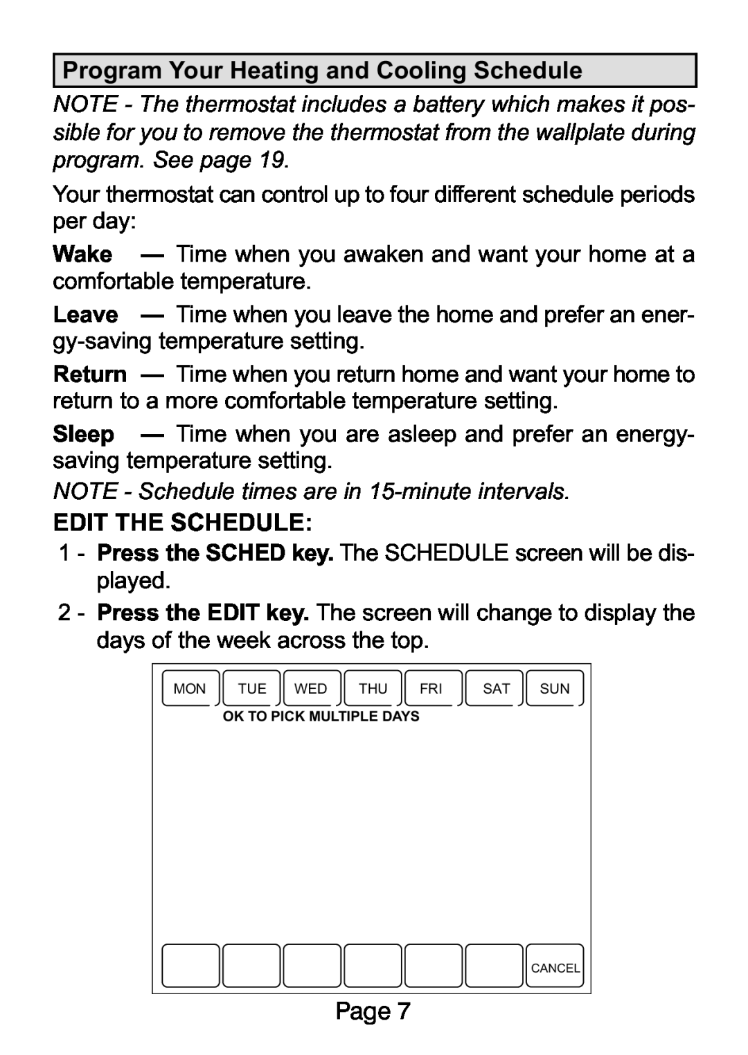 Lenox L5732U, L5711U manual Program Your Heating and Cooling Schedule 