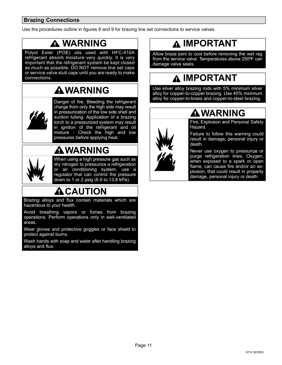 Lenox Elite Series XP16 Units Heat Pumps, P506640-01 installation instructions Brazing Connections 