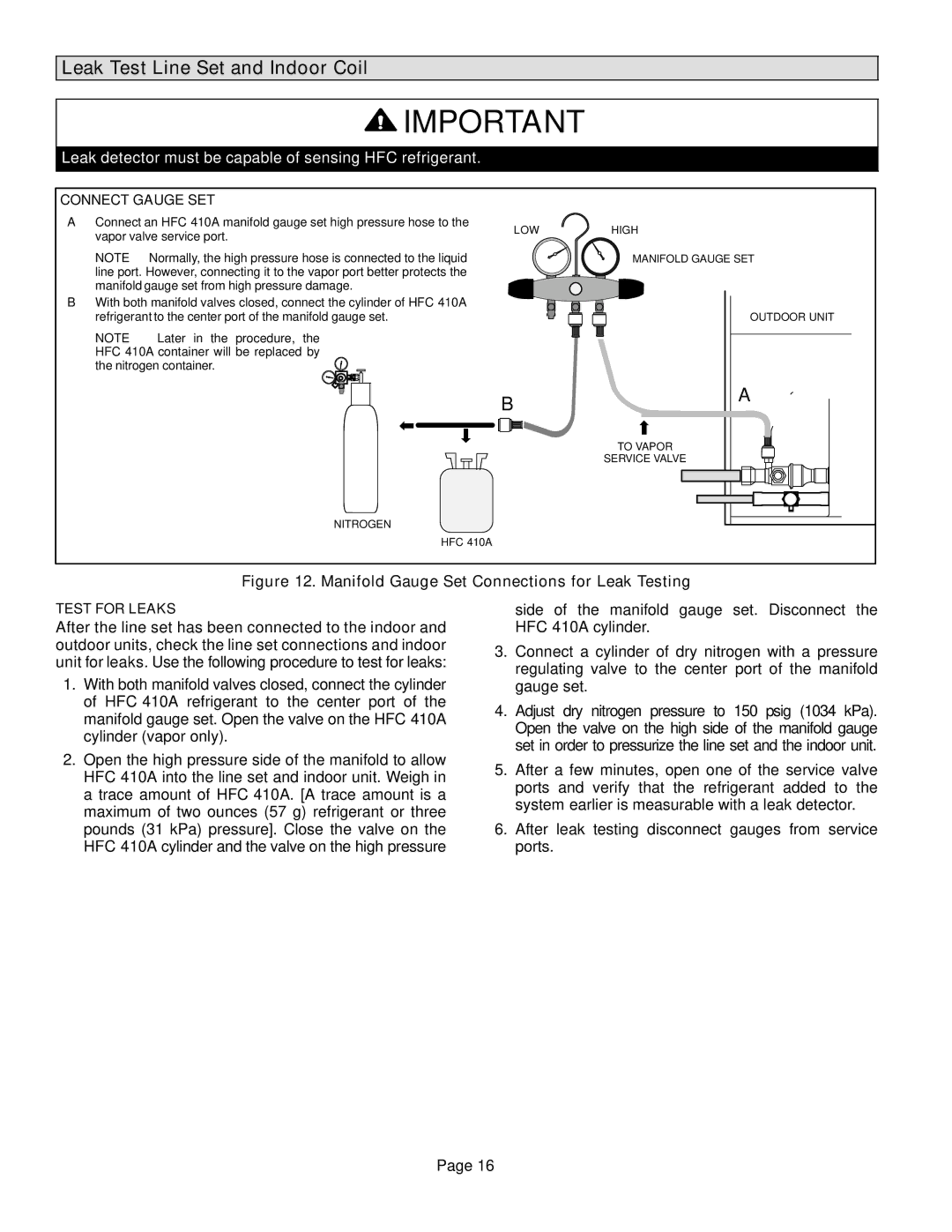 Lenox P506640-01, Elite Series XP16 Units Heat Pumps installation instructions Test for Leaks 