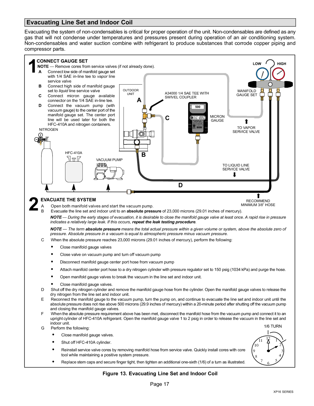 Lenox Elite Series XP16 Units Heat Pumps, P506640-01 installation instructions Evacuating Line Set and Indoor Coil, S S S 