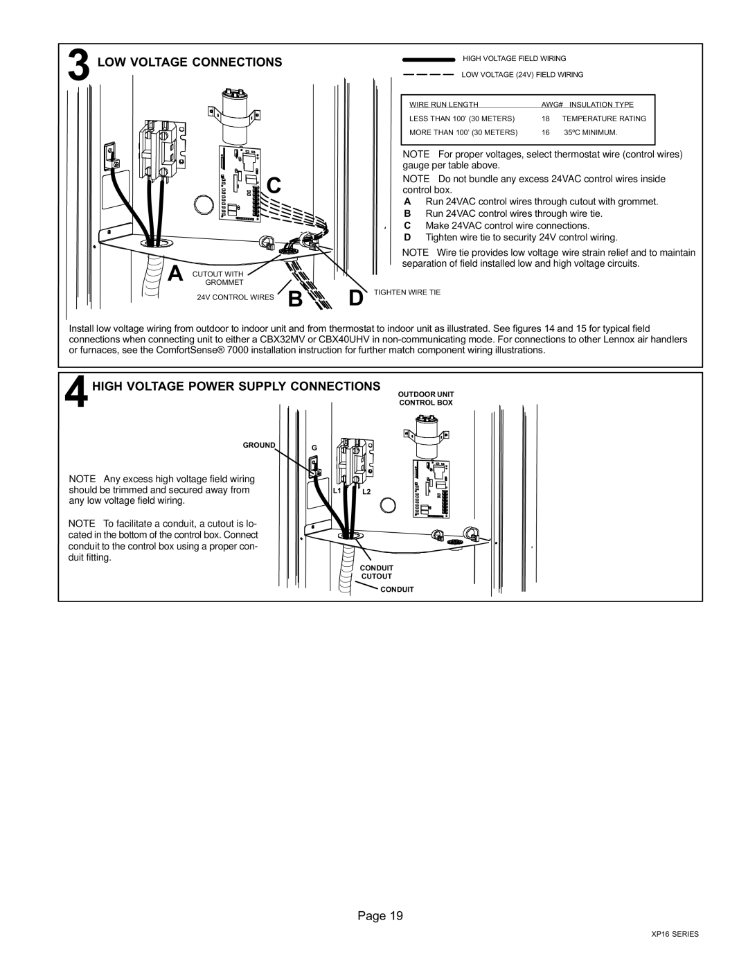 Lenox Elite Series XP16 Units Heat Pumps, P506640-01 LOW Voltage Connections, 4HIGH Voltage Power Supply Connections 