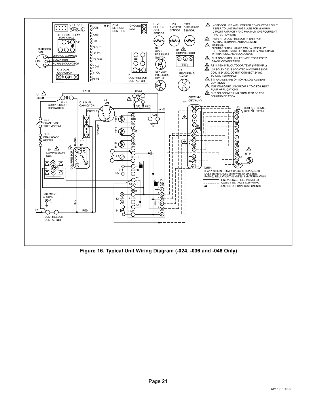 Lenox Elite Series XP16 Units Heat Pumps, P506640-01 Typical Unit Wiring Diagram −024, −036 and −048 Only 