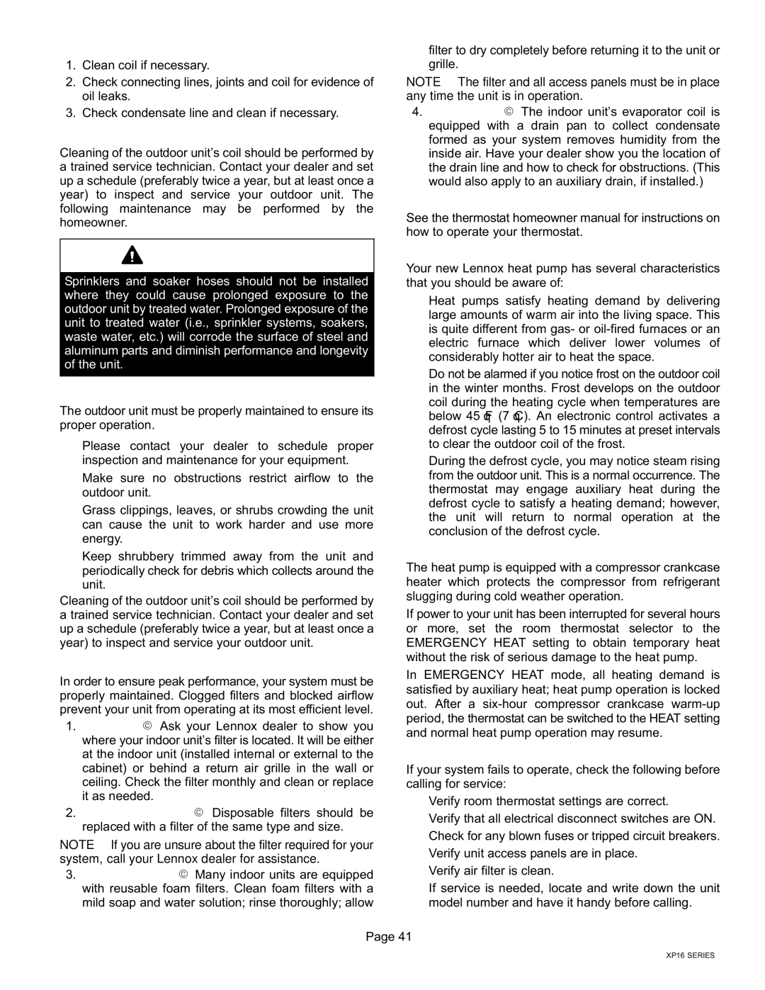 Lenox Elite Series XP16 Units Heat Pumps, P506640-01 installation instructions Homeowner 